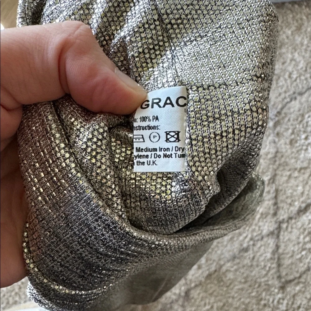 ✨ Gomez-Gracia Metallic B.I. Flare Trousers Silver Disco Pants ✨